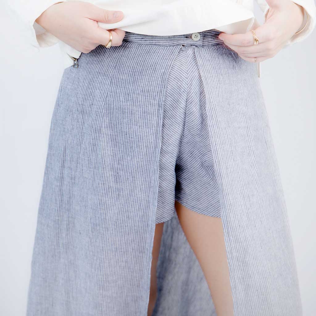 1930s Playsuit SkirtWhite Blue Stripe