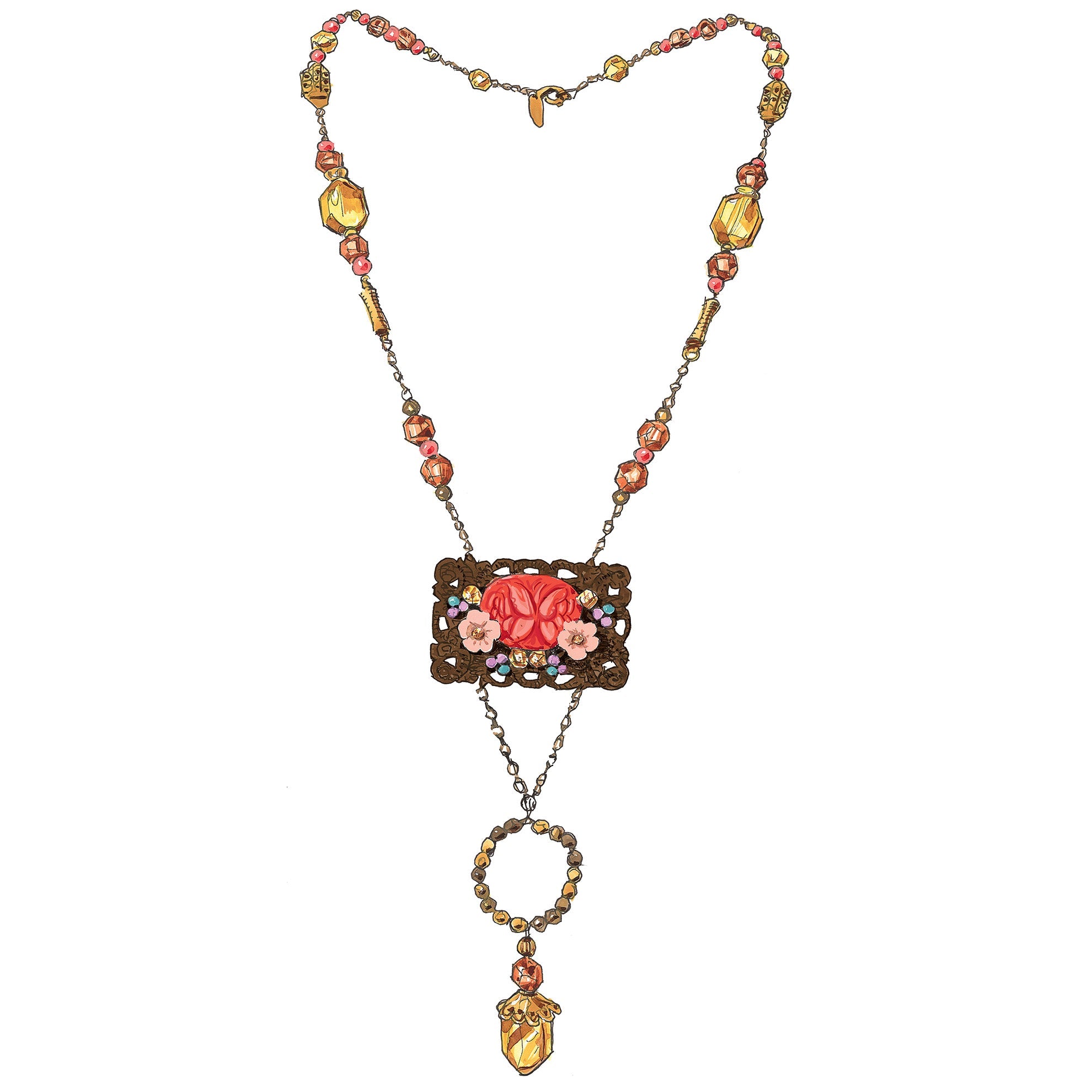 Coral Pendant Necklace