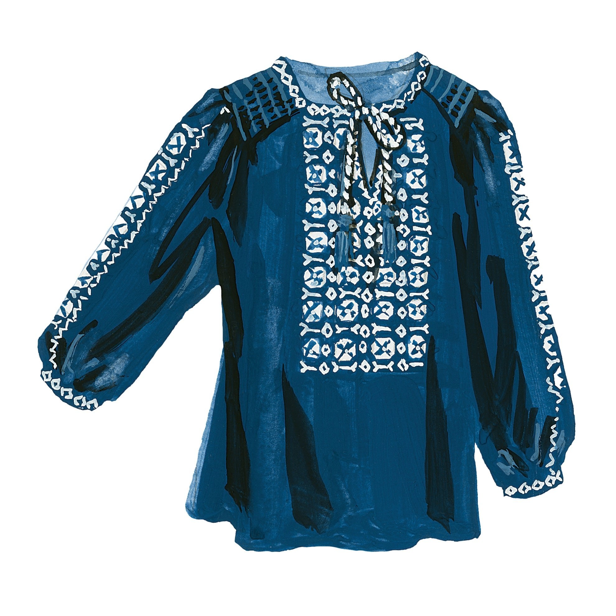 Ilica Street Embroidered BlouseNavy