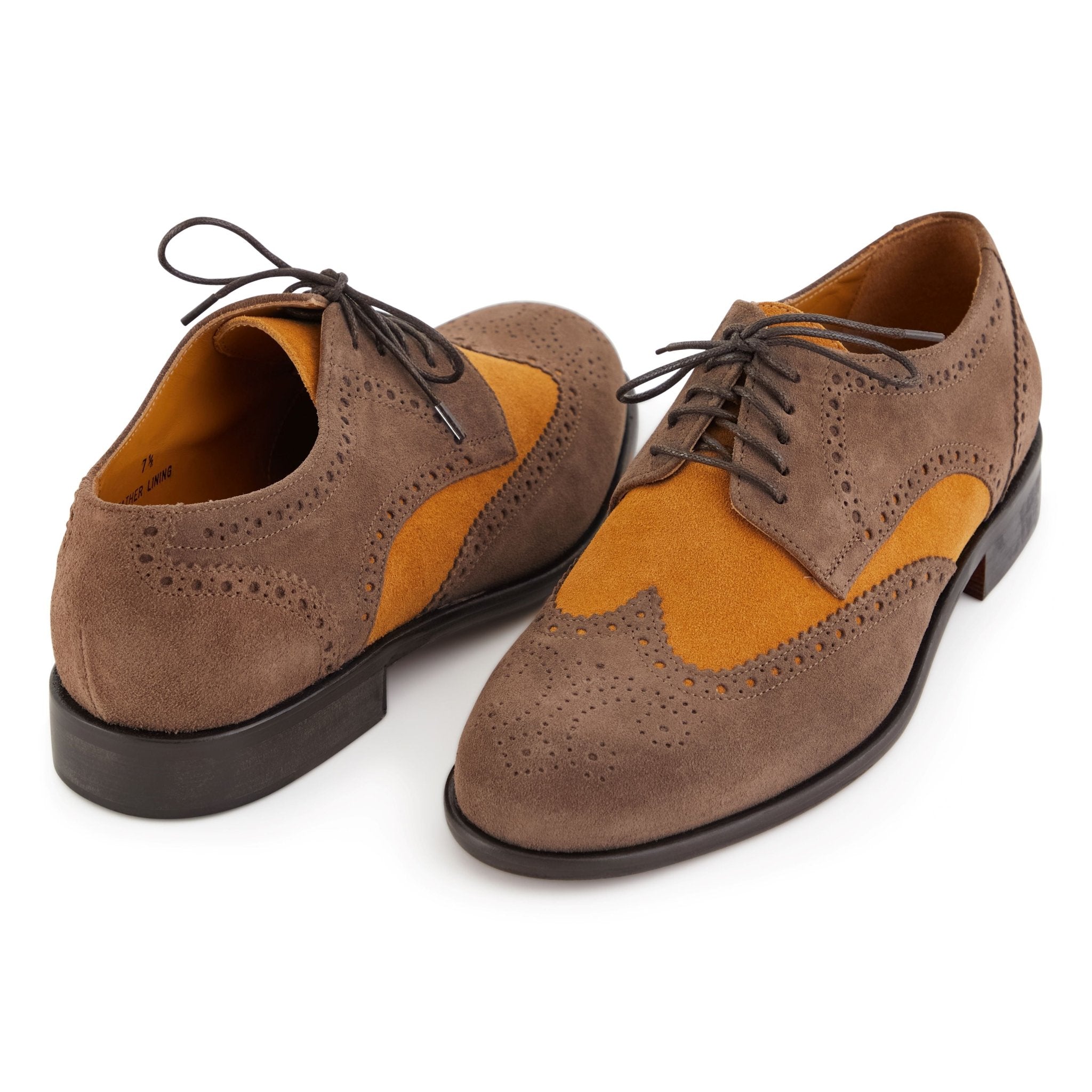 Italian Suede Wing TipsCognac