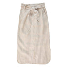 Linen Button Front SkirtKhaki Ivory Stripe