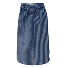 Linen Button Front SkirtNavy Cream Stripe