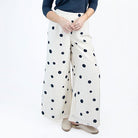 Silk Palazzo PantsCream Navy