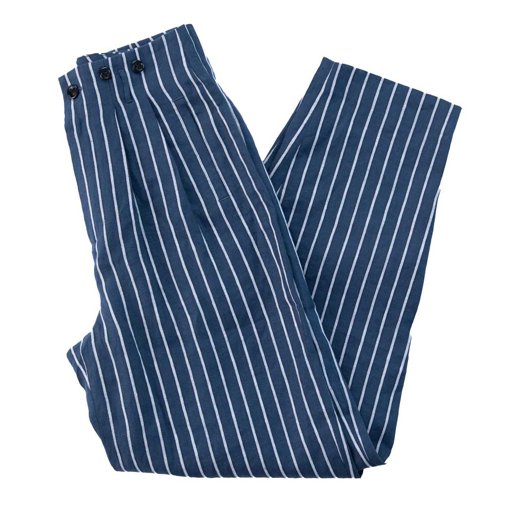 The Linen Glamour PantsNavy Cream Stripe